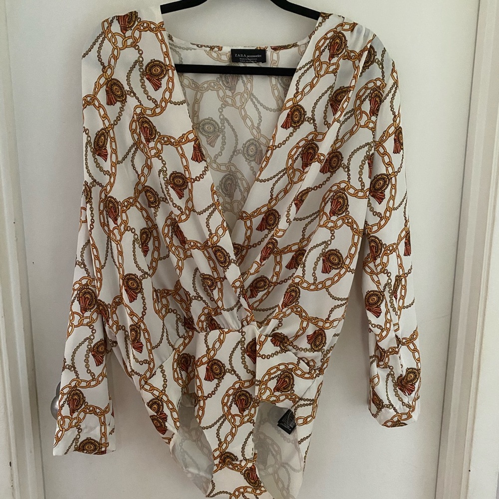 Zara satin blouse body suit, size M, never worn